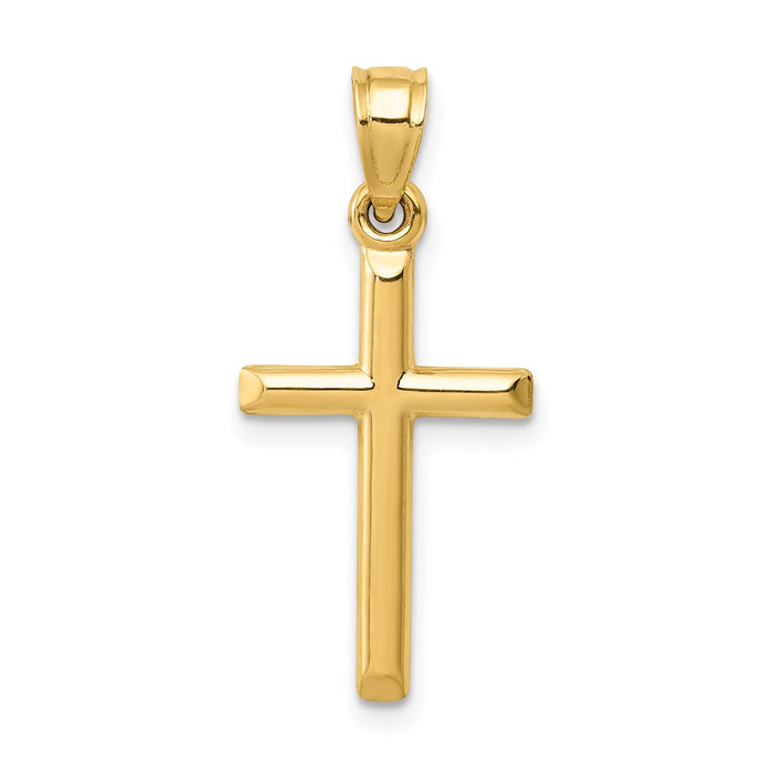 Million Charms 14K Yellow Gold Themed Polished Hollow Relgious Cross Pendant