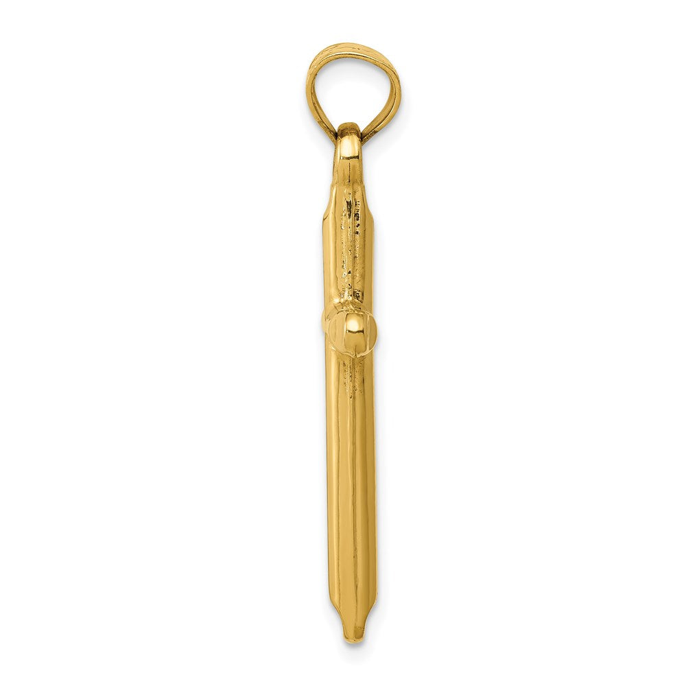 Million Charms 14K Yellow Gold Themed 3-D Hollow Relgious Cross Pendant