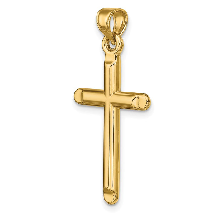 Million Charms 14K Yellow Gold Themed 3-D Hollow Relgious Cross Pendant