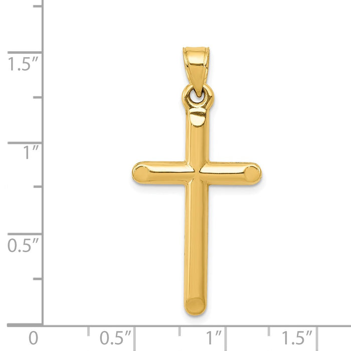 Million Charms 14K Yellow Gold Themed 3-D Hollow Relgious Cross Pendant