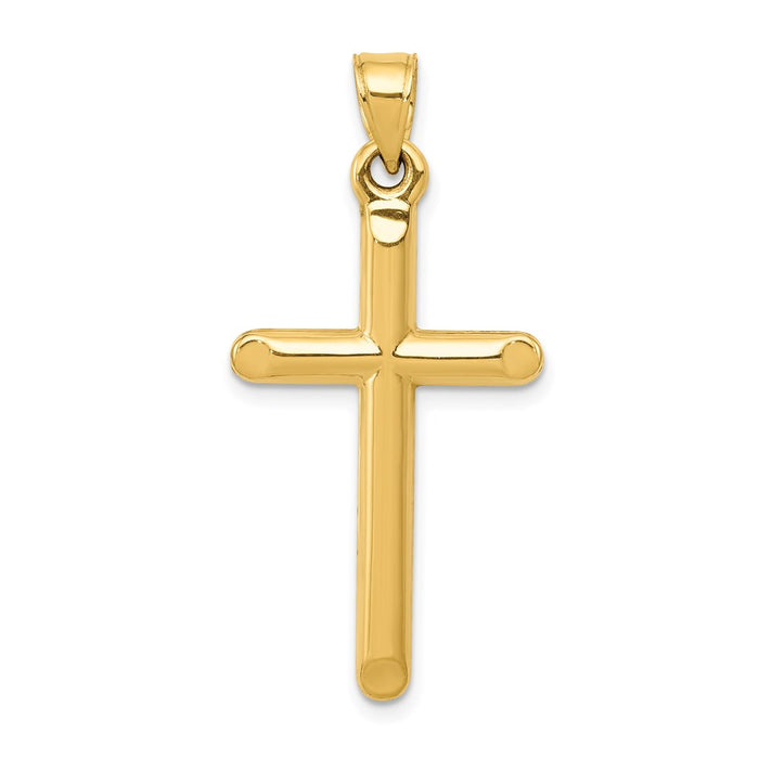 Million Charms 14K Yellow Gold Themed 3-D Hollow Relgious Cross Pendant