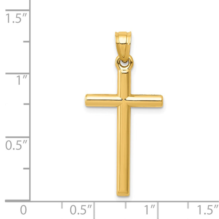 Million Charms 14K Yellow Gold Themed Polished Hollow Relgious Cross Pendant