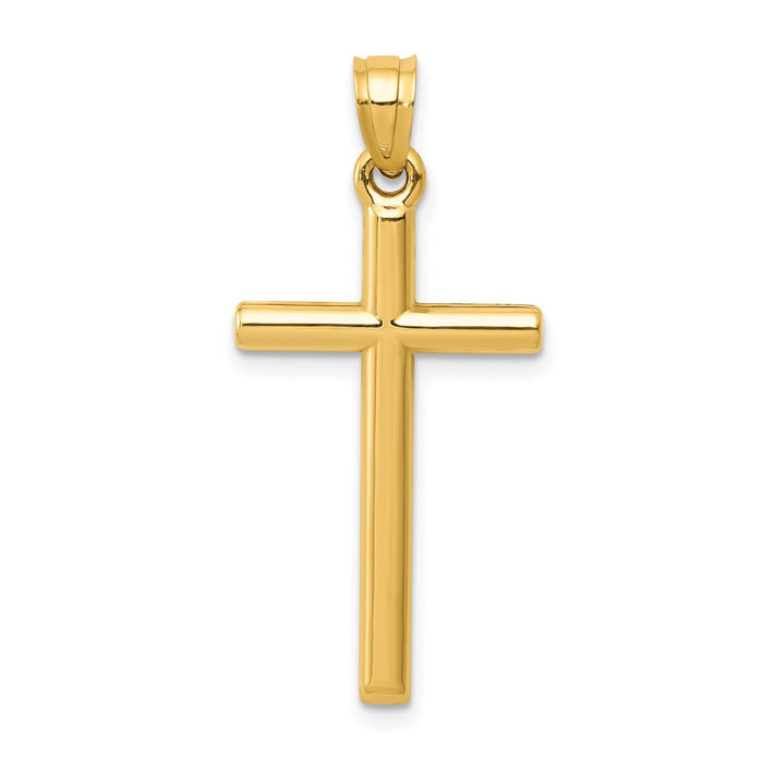 Million Charms 14K Yellow Gold Themed Polished Hollow Relgious Cross Pendant