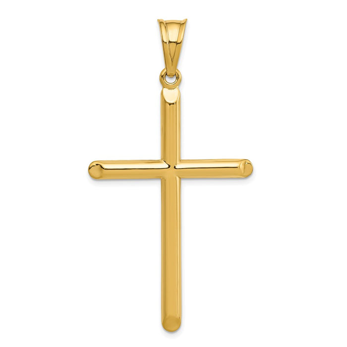 Million Charms 14K Yellow Gold Themed 3-D Hollow Relgious Cross Pendant