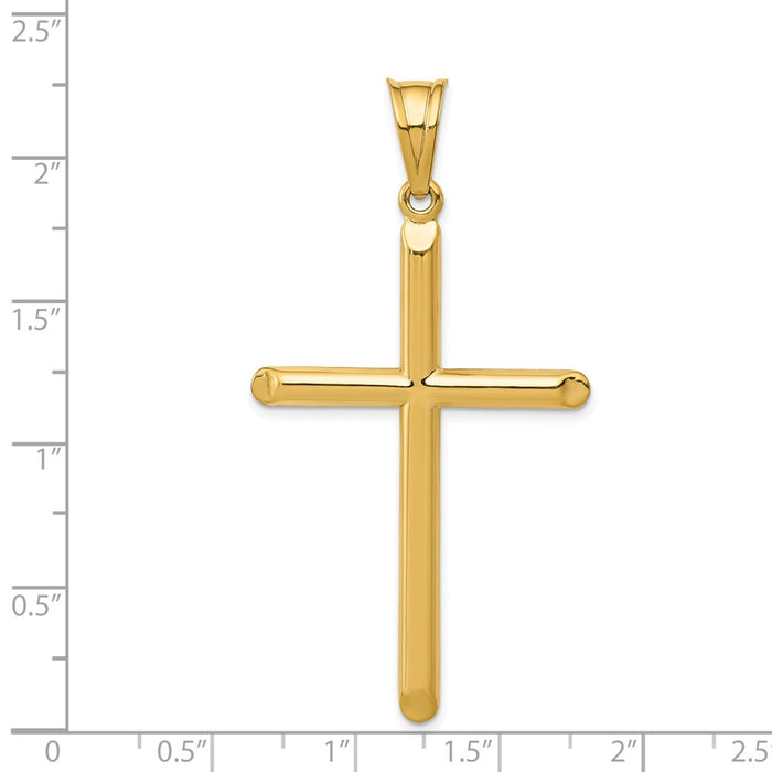 Million Charms 14K Yellow Gold Themed 3-D Hollow Relgious Cross Pendant