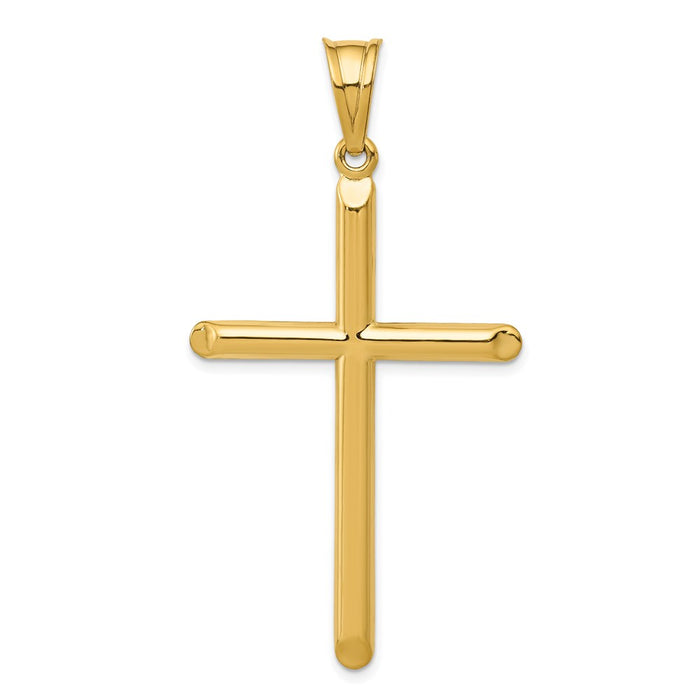 Million Charms 14K Yellow Gold Themed 3-D Hollow Relgious Cross Pendant