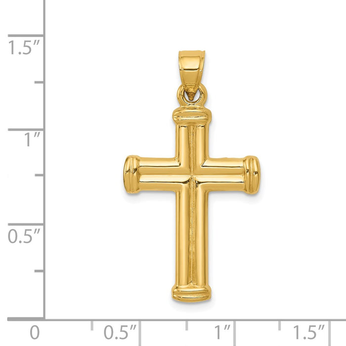 Million Charms 14K Yellow Gold Themed Hollow Relgious Cross Pendant