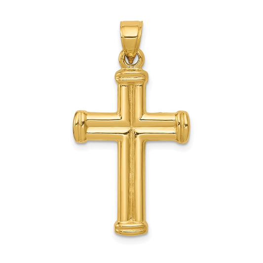 Million Charms 14K Yellow Gold Themed Hollow Relgious Cross Pendant