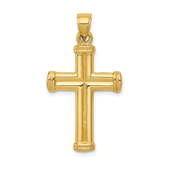 Million Charms 14K Yellow Gold Themed Hollow Relgious Cross Pendant