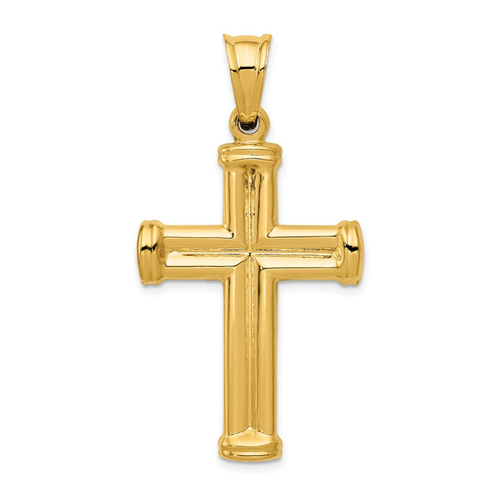 Million Charms 14K Yellow Gold Themed Hollow Relgious Cross Pendant