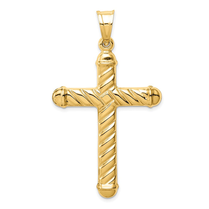 Million Charms 14K Yellow Gold Themed Hollow Relgious Cross Pendant