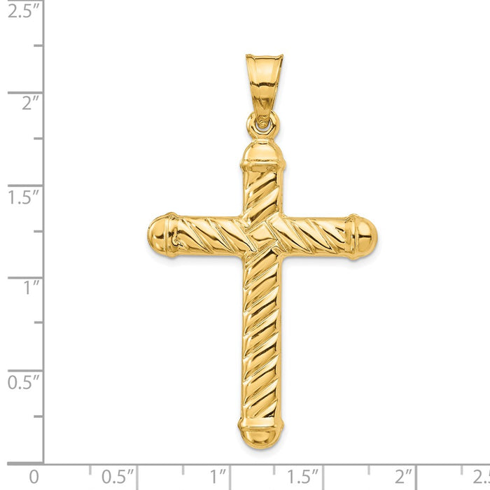 Million Charms 14K Yellow Gold Themed Hollow Relgious Cross Pendant