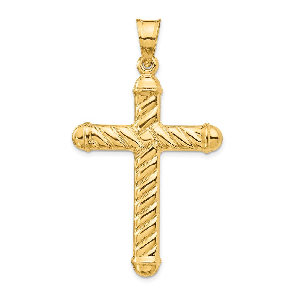Million Charms 14K Yellow Gold Themed Hollow Relgious Cross Pendant