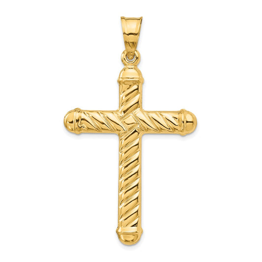 Million Charms 14K Yellow Gold Themed Hollow Relgious Cross Pendant