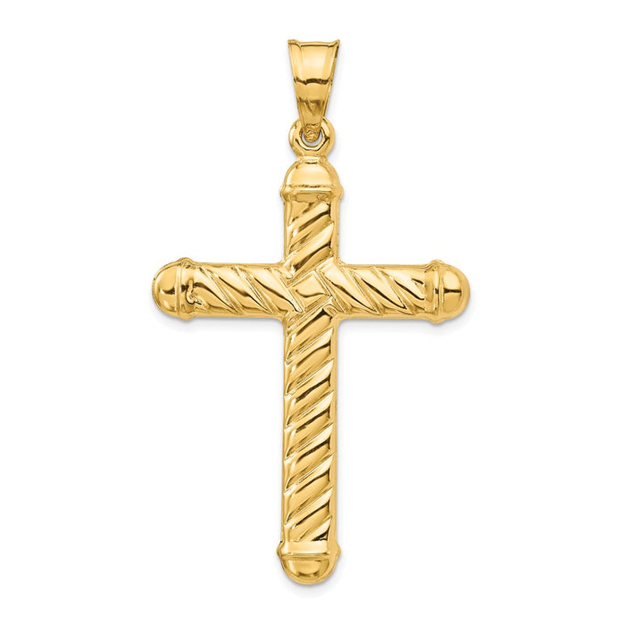 Million Charms 14K Yellow Gold Themed Hollow Relgious Cross Pendant