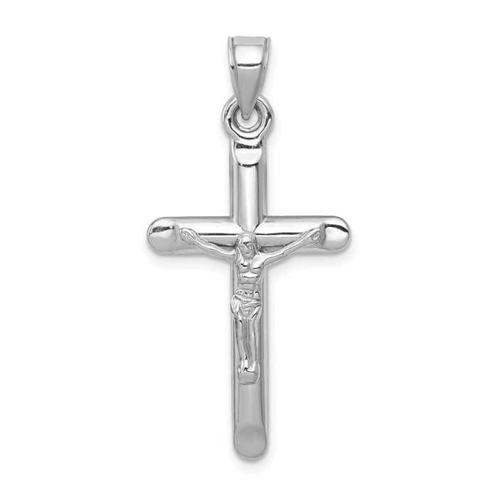 Million Charms 14K White Gold Themed Relgious Crucifix Pendant