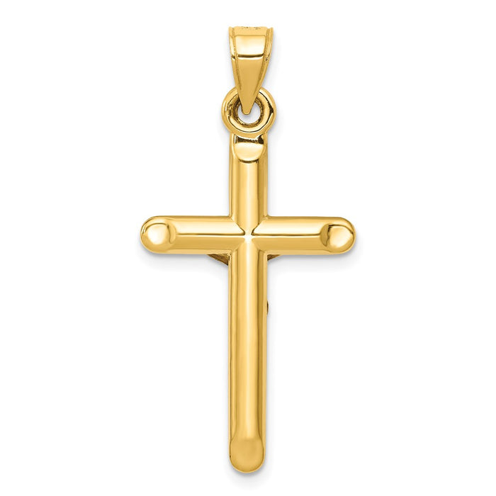 Million Charms 14K Yellow Gold Themed Hollow Relgious Crucifix Pendant