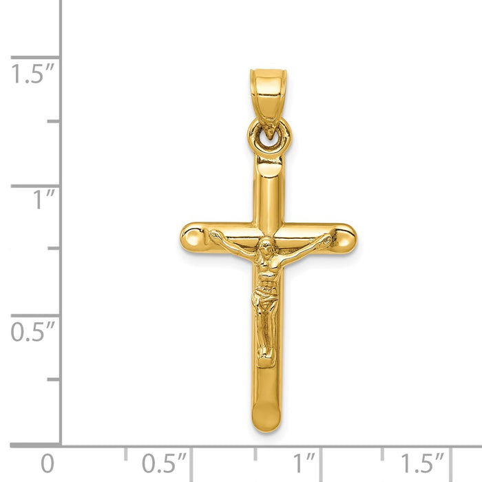 Million Charms 14K Yellow Gold Themed Hollow Relgious Crucifix Pendant