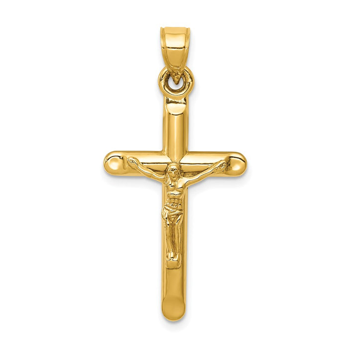 Million Charms 14K Yellow Gold Themed Hollow Relgious Crucifix Pendant