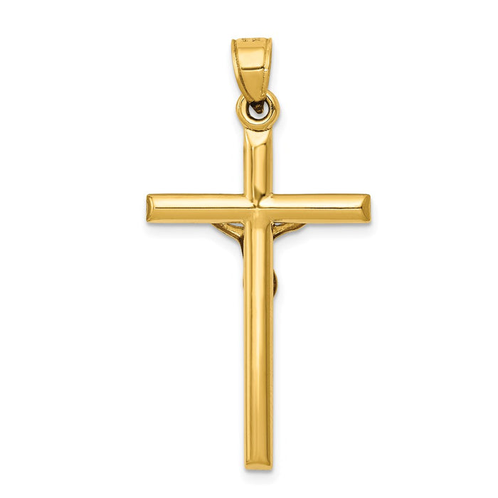 Million Charms 14K Yellow Gold Themed Hollow Relgious Crucifix Pendant