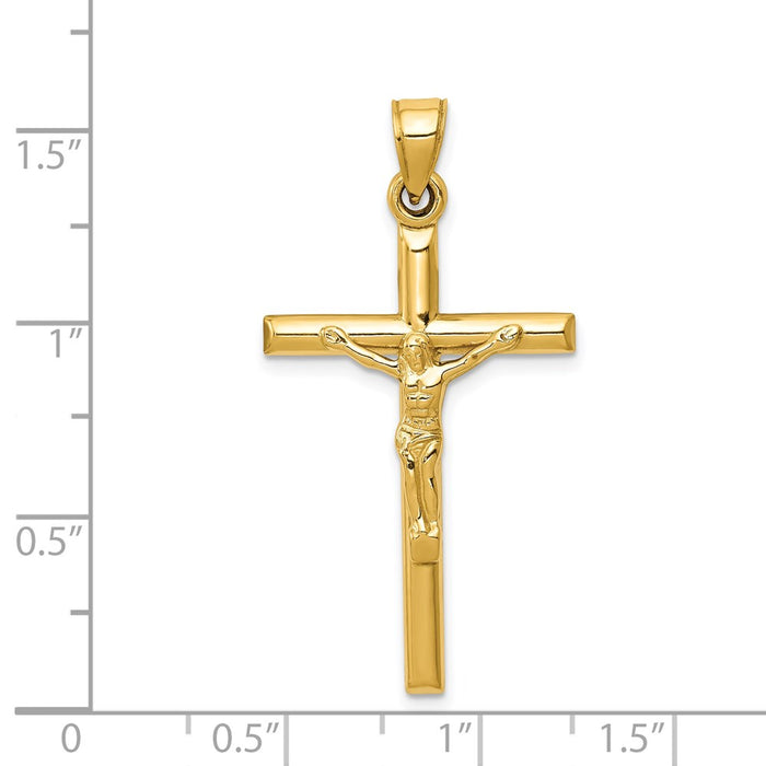 Million Charms 14K Yellow Gold Themed Hollow Relgious Crucifix Pendant