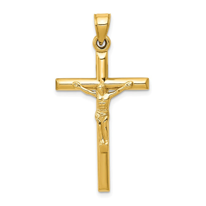 Million Charms 14K Yellow Gold Themed Hollow Relgious Crucifix Pendant