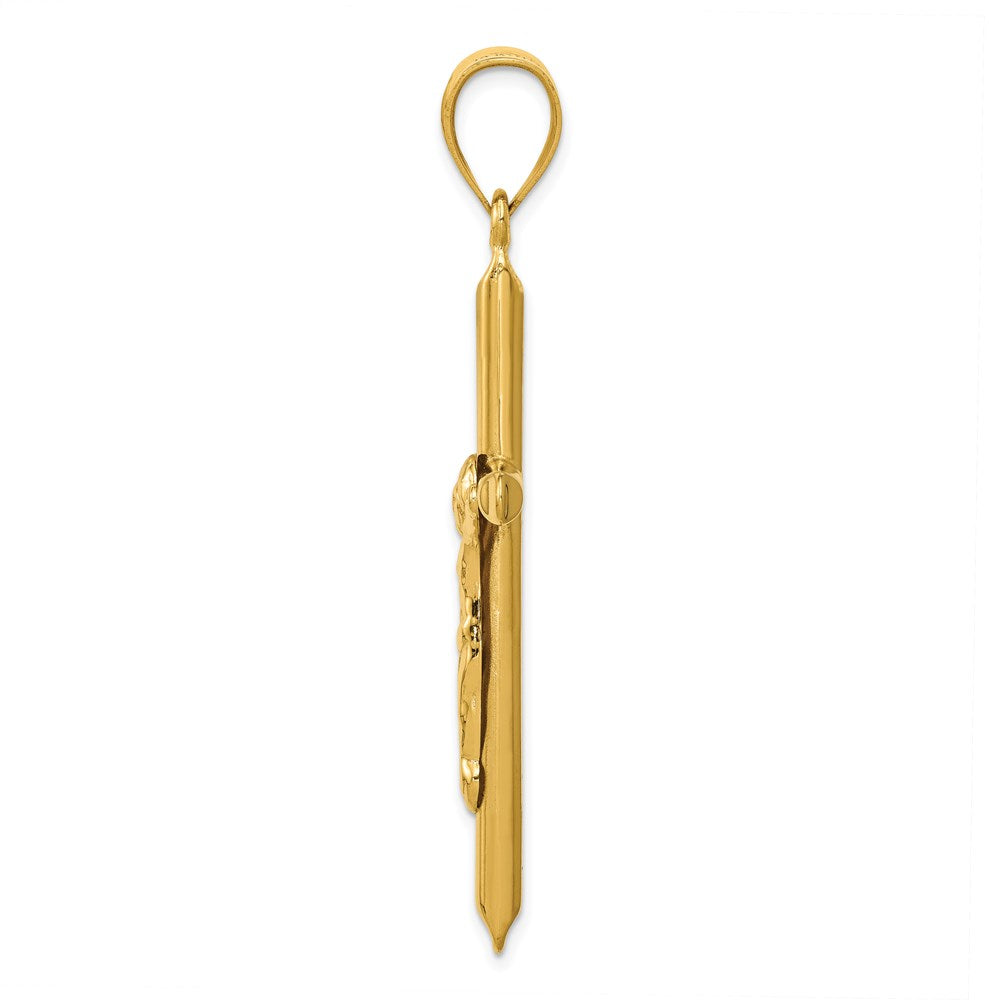 Million Charms 14K Yellow Gold Themed Polished Hollow Relgious Crucifix Pendant