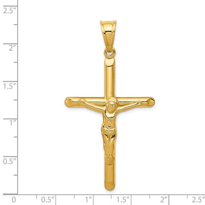 Million Charms 14K Yellow Gold Themed Polished Hollow Relgious Crucifix Pendant