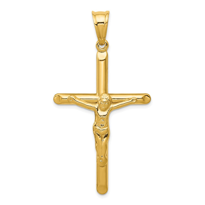 Million Charms 14K Yellow Gold Themed Polished Hollow Relgious Crucifix Pendant