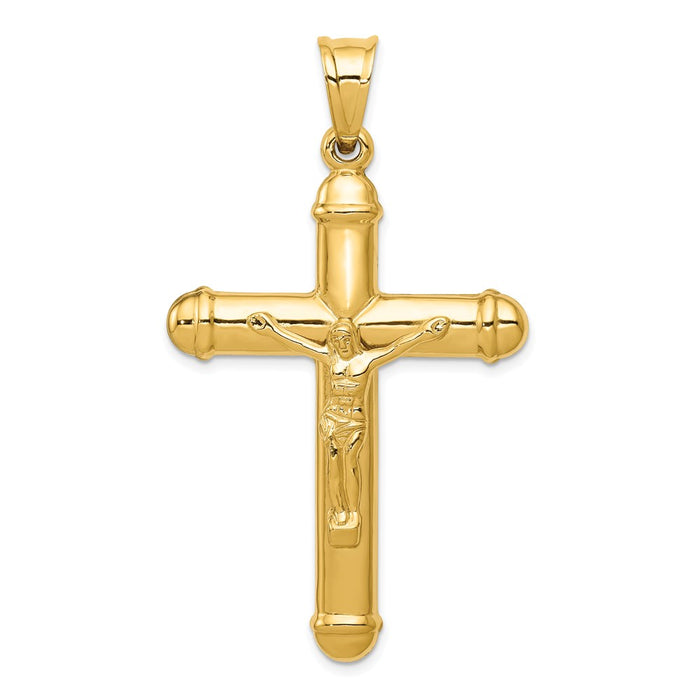 Million Charms 14K Yellow Gold Themed Reversible Relgious Crucifix /Relgious Cross Pendant