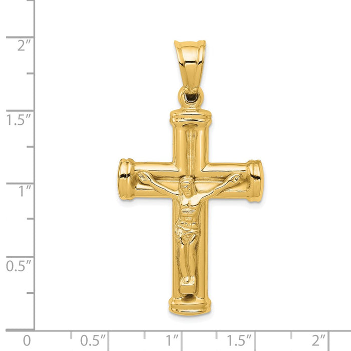 Million Charms 14K Yellow Gold Themed Reversible Relgious Crucifix /Relgious Cross Pendant