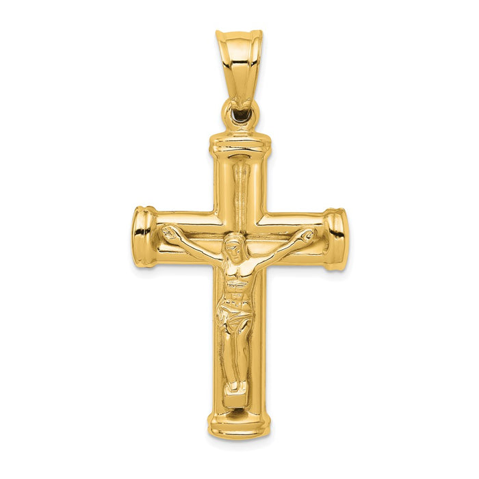 Million Charms 14K Yellow Gold Themed Reversible Relgious Crucifix /Relgious Cross Pendant