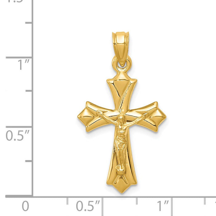 Million Charms 14K Yellow Gold Themed Reversible Relgious Crucifix /Relgious Cross Pendant