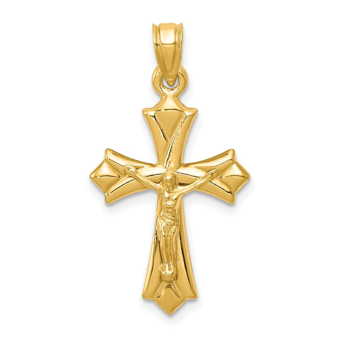 Million Charms 14K Yellow Gold Themed Reversible Relgious Crucifix /Relgious Cross Pendant