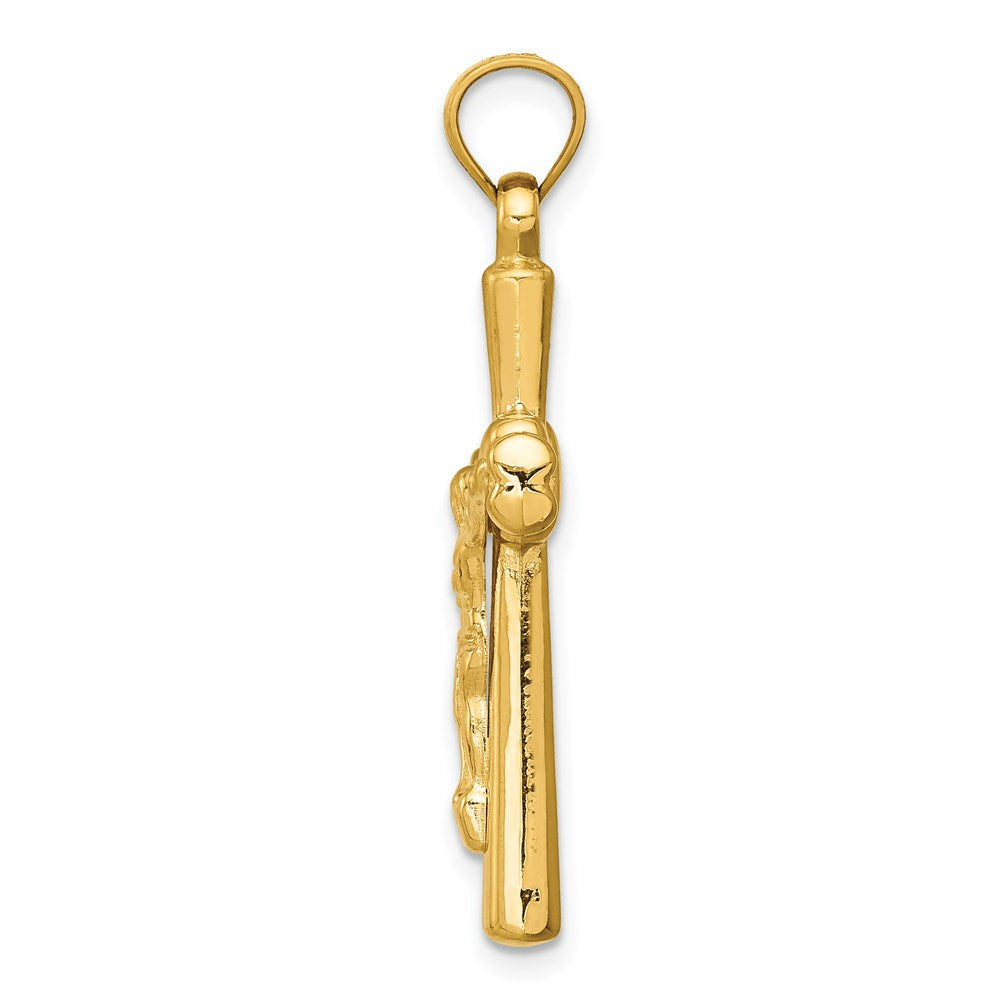 Million Charms 14K Yellow Gold Themed Reversible Relgious Crucifix / Relgious Cross Pendant