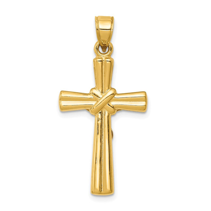 Million Charms 14K Yellow Gold Themed Reversible Relgious Crucifix / Relgious Cross Pendant