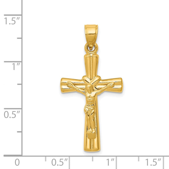 Million Charms 14K Yellow Gold Themed Reversible Relgious Crucifix / Relgious Cross Pendant