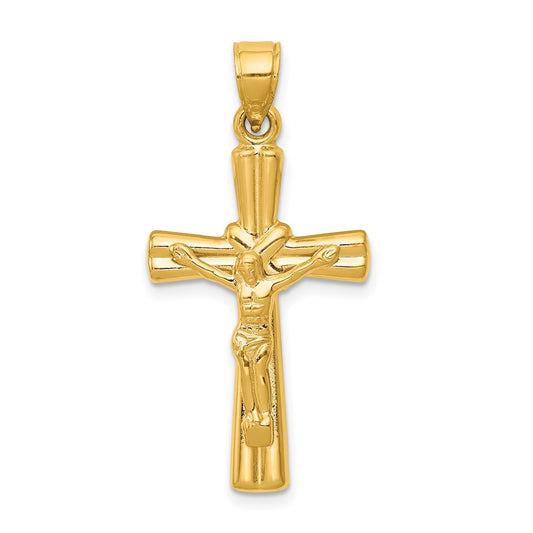 Million Charms 14K Yellow Gold Themed Reversible Relgious Crucifix / Relgious Cross Pendant