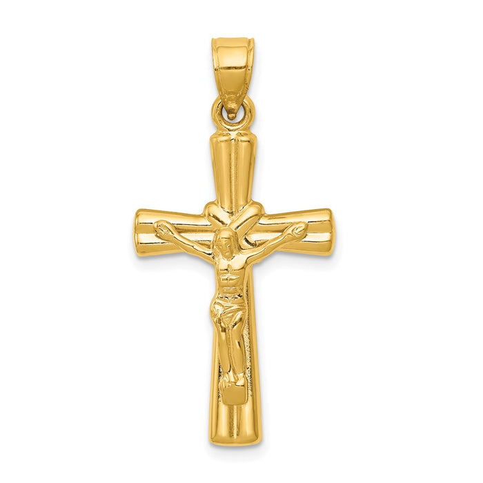 Million Charms 14K Yellow Gold Themed Reversible Relgious Crucifix / Relgious Cross Pendant