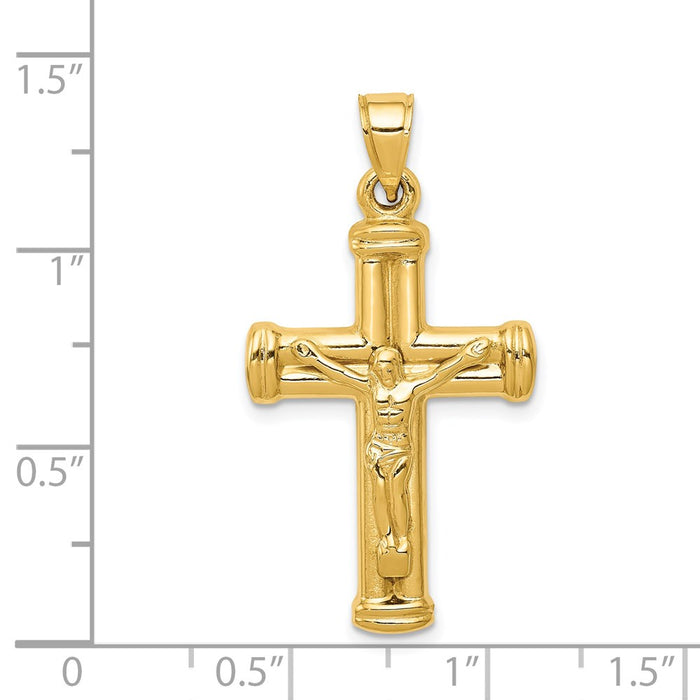 Million Charms 14K Yellow Gold Themed Reversible Relgious Crucifix /Relgious Cross Pendant