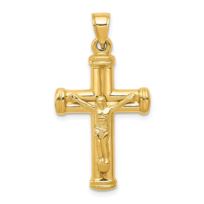 Million Charms 14K Yellow Gold Themed Reversible Relgious Crucifix /Relgious Cross Pendant