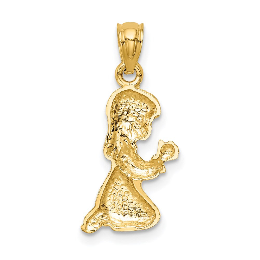 Million Charms 14K Yellow Gold Themed Praying Girl Pendant