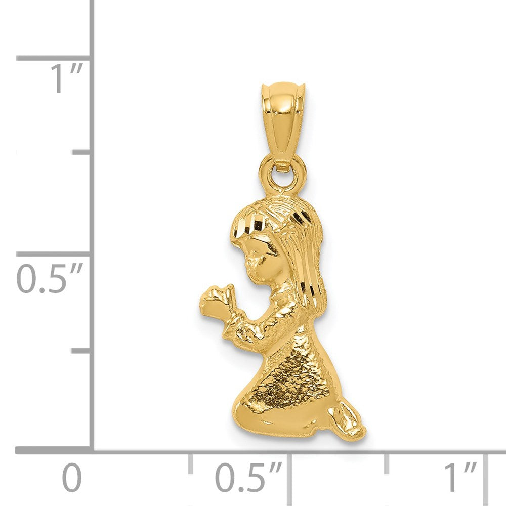 Million Charms 14K Yellow Gold Themed Praying Girl Pendant
