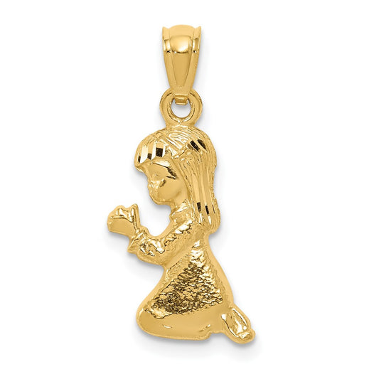 Million Charms 14K Yellow Gold Themed Praying Girl Pendant