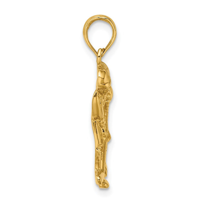 Million Charms 14K Yellow Gold Themed Sports Hockey Player With Stick, Puck Charm