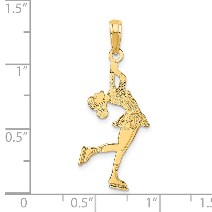 Million Charms 14K Yellow Gold Themed Ice Skater Turning Charm