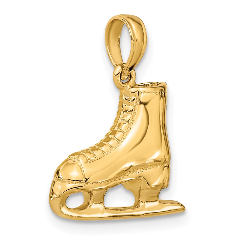 Million Charms 14K Yellow Gold Themed 3-D Ice Skate Boot Pendant
