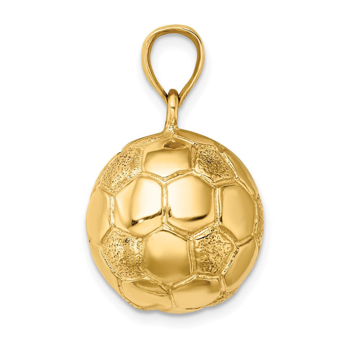 Million Charms 14K Yellow Gold Themed 3-D Soccerball Charm