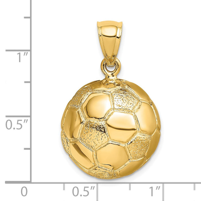 Million Charms 14K Yellow Gold Themed 3-D Soccerball Charm