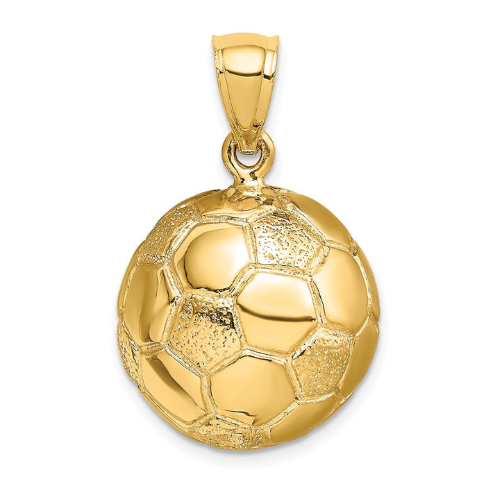 Million Charms 14K Yellow Gold Themed 3-D Soccerball Charm